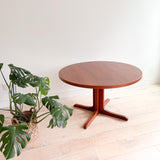 Danish Teak Round Dining Table w/ 2 Leaves