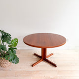 Danish Teak Round Dining Table w/ 2 Leaves