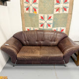 Vintage Leather Sofa With Chrome Legs