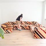 1970's Velour Modular Sectional Sofa