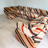 1970's Velour Modular Sectional Sofa