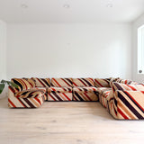1970's Velour Modular Sectional Sofa