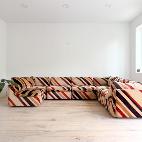 1970's Velour Modular Sectional Sofa