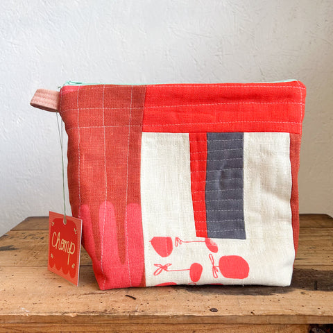 Chomp Quilted Pouch - Red and Blue