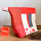 Chomp Quilted Pouch - Red and Blue