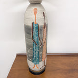 Italian Hand Painted Ceramic Grey Lamp