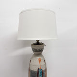Italian Hand Painted Ceramic Grey Lamp