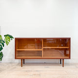 Danish Teak Low Curio w/ Sliding Glass Doors