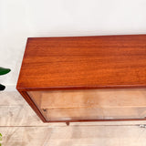 Danish Teak Low Curio w/ Sliding Glass Doors