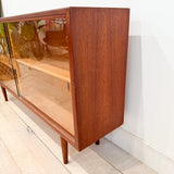 Danish Teak Low Curio w/ Sliding Glass Doors