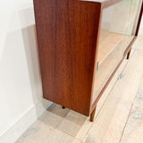 Danish Teak Low Curio w/ Sliding Glass Doors