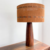 Mid Century Wooden Lamp with Woven Shade