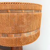 Mid Century Wooden Lamp with Woven Shade