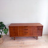Mid Century Walnut Dresser with Brass Drawer Pulls