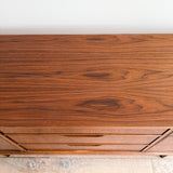 Mid Century Walnut Dresser with Brass Drawer Pulls