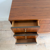 Mid Century Walnut Dresser with Brass Drawer Pulls