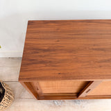 Mid Century Cane Front Media Cabinet