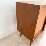 Mid Century Cane Front Media Cabinet