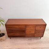 Louvered Front Walnut Low Dresser