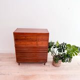 Louvered Front Walnut Highboy Dresser