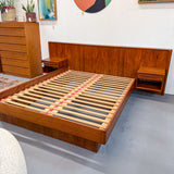 Danish Teak Queen Size Platform Bed w/ Nightstands