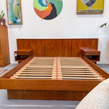Danish Teak Queen Size Platform Bed w/ Nightstands