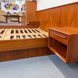 Danish Teak Queen Size Platform Bed w/ Nightstands
