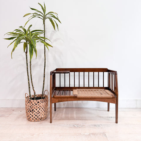 Vintage Woven Rope Phone Bench