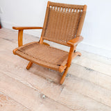 Folding Woven Rope Chair w/ Arms