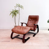 Westnofa Button Leather Lounge Chair/Ottoman