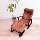 Westnofa Button Leather Lounge Chair/Ottoman
