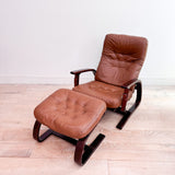 Westnofa Button Leather Lounge Chair/Ottoman