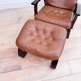 Westnofa Button Leather Lounge Chair/Ottoman