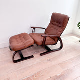 Westnofa Button Leather Lounge Chair/Ottoman