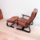 Westnofa Button Leather Lounge Chair/Ottoman