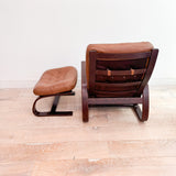 Westnofa Button Leather Lounge Chair/Ottoman