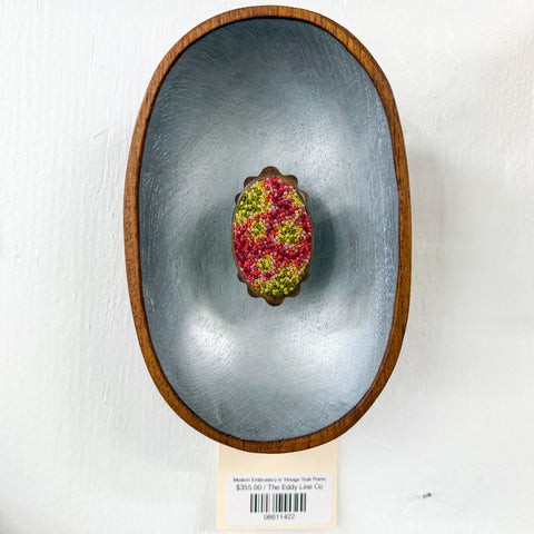 Modern Embroidery in Vintage Teak Frame