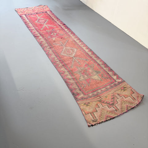 Vintage Turkish Blush Pink Runner 2'4x10'1