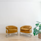 Pair of Vintage Chrome Base Lounge Chairs