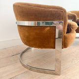 Pair of Vintage Chrome Base Lounge Chairs