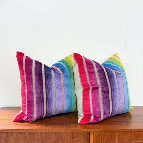 22" Vibrant Rainbow Stripe Velvet