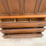 Mid Century Walnut Highboy Dresser