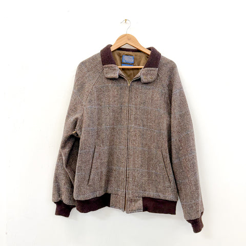 Vtg. Pendleton Wool Tweed Zip Jacket L