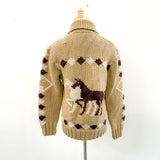 Vtg Cowichan Chunky Knit Wool Cardigan
