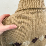 Vtg Cowichan Chunky Knit Wool Cardigan