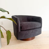 Pair of Vintage Swivel Chairs - New Charcoal Upholstery