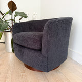 Pair of Vintage Swivel Chairs - New Charcoal Upholstery