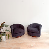 Pair of Vintage Swivel Chairs - New Charcoal Upholstery