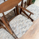Set of 6 Walnut Dining Chairs w/ New Upholstery