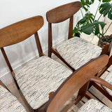 Set of 6 Walnut Dining Chairs w/ New Upholstery